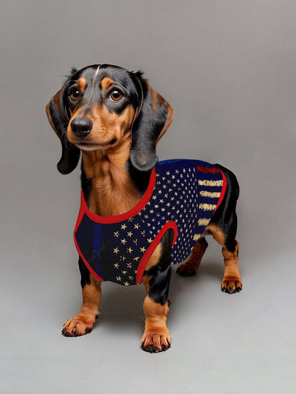 Pet's Patriotic American Flag Curve Printed Tank Top