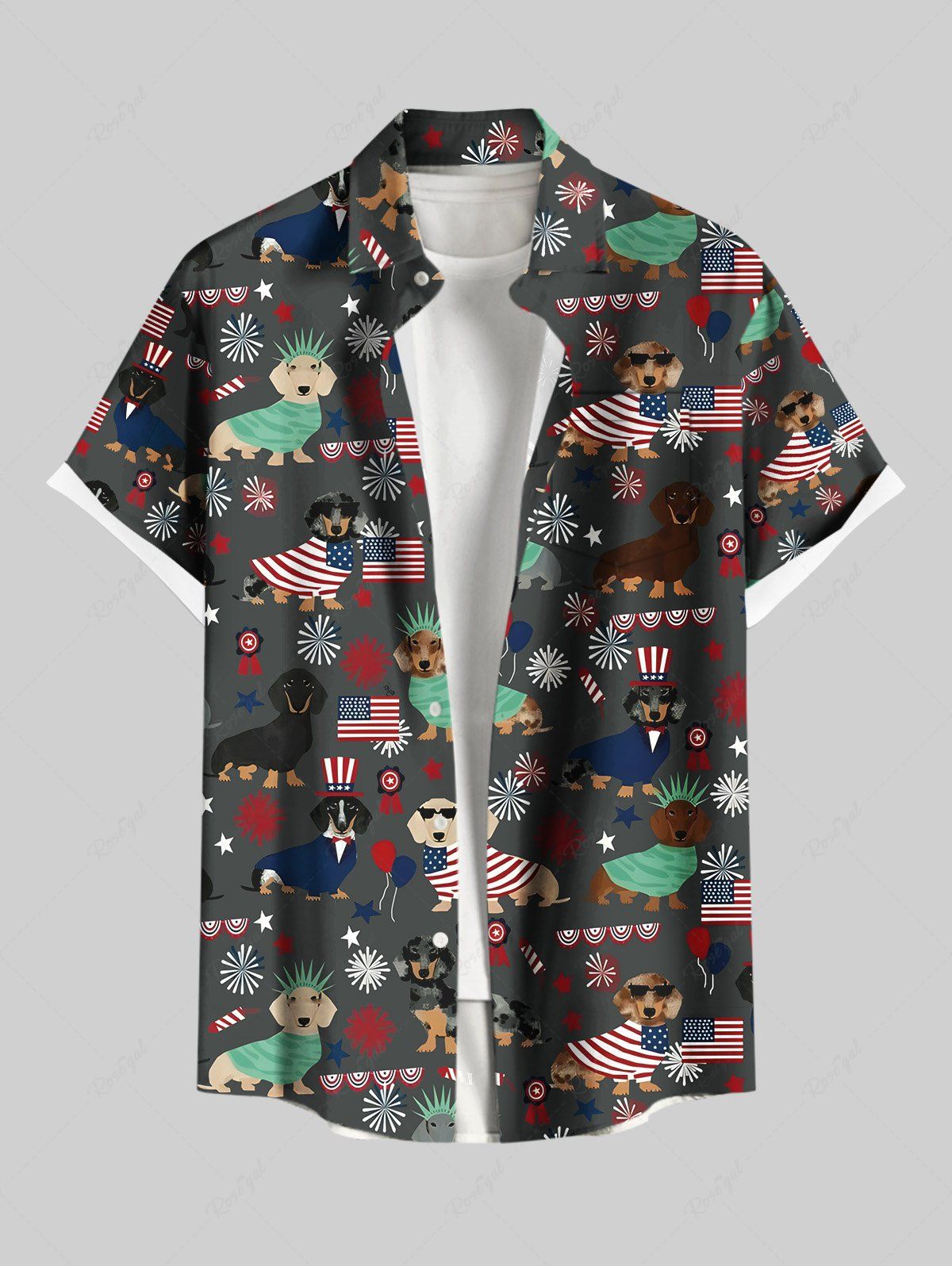 Patriotic American Flag Dogs Print Tank Top and Shirt Dog and Owner Matching Outfits
