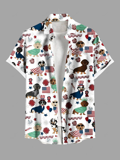 Patriotic American Flag Puppy Print Shirt Tank Top Dog And Owner Matching Outfits