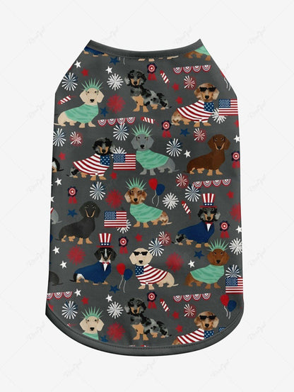 Patriotic American Flag Dogs Print Tank Top and Romper Dog and Owner Matching Outfits