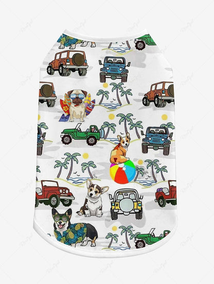 Pet's Coconut Tree Cars Dogs Sea Waves Printed Hawaii Tank Top