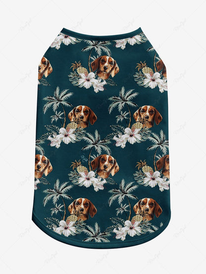 Pet's Dogs Flowers Coconut Tree Printed Hawaii Tank Top
