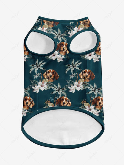 Pet's Dogs Flowers Coconut Tree Printed Hawaii Tank Top