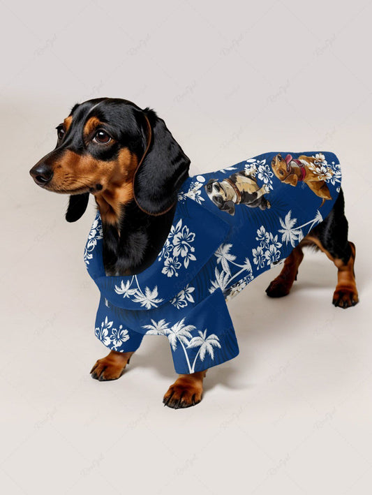 Pet's Dogs Coconut Tree Flowers Printed Hawaii Shirt