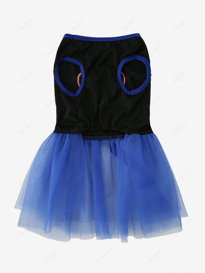 Pet's Patriotic American Flag Printed Heart Sheer Mesh Bowknot Dress