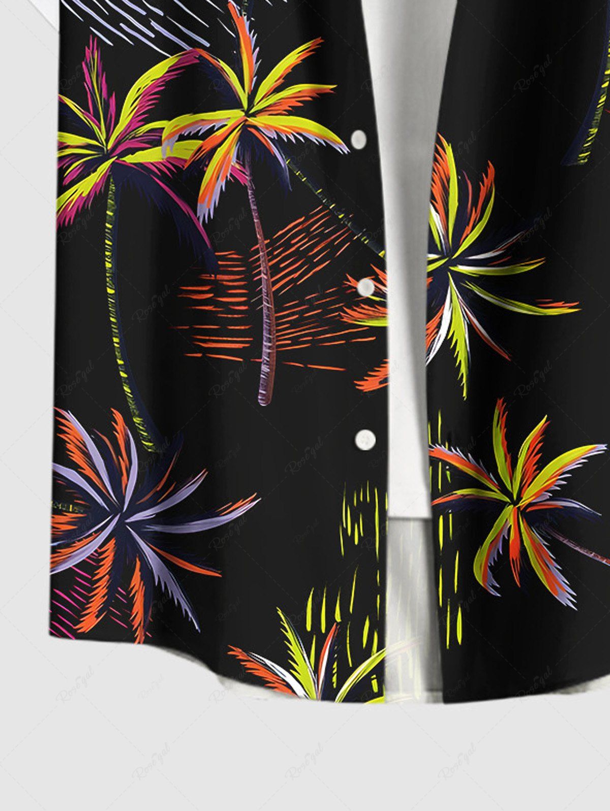 Plus Size Coconut Tree Water Ripples Printed Buttons Pocket Hawaii Shirt For Men