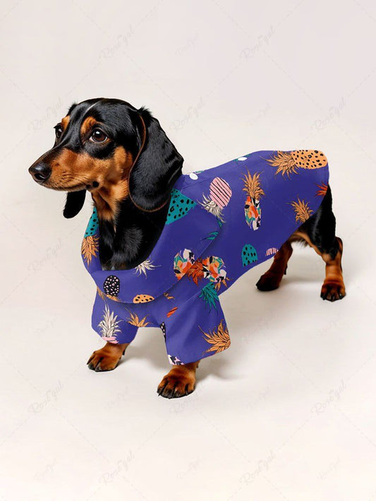 Pet's Colorful Pineapple Printed Hawaii Button Shirt