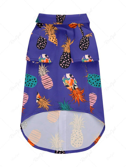 Pet's Colorful Pineapple Printed Hawaii Button Shirt
