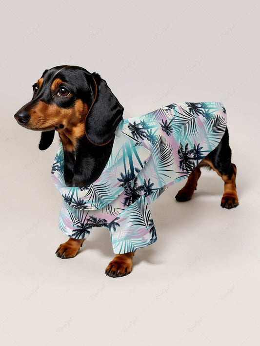 Pet's Tropical Leaf Coconut Tree Print Hawaii Shirt