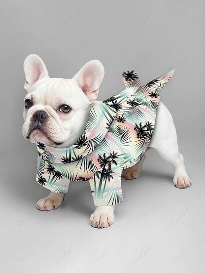 Pet's Tropical Leaf Coconut Tree Printed Hawaii Shirt