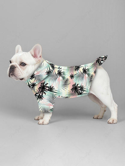 Pet's Tropical Leaf Coconut Tree Printed Hawaii Shirt