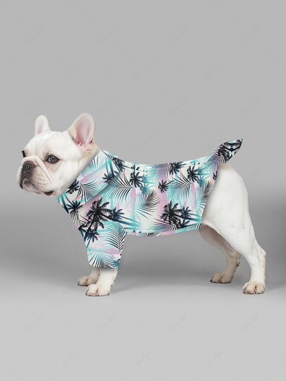 Pet's Tropical Leaf Coconut Tree Print Hawaii Shirt