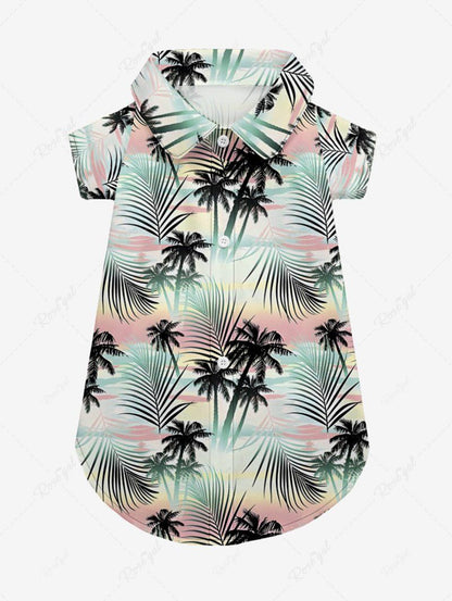 Pet's Tropical Leaf Coconut Tree Printed Hawaii Shirt