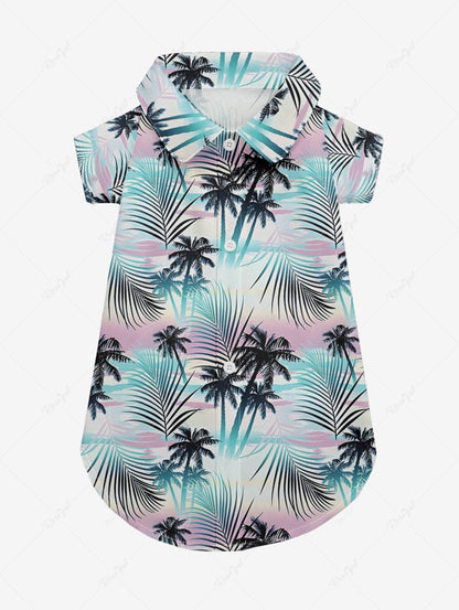 Pet's Tropical Leaf Coconut Tree Print Hawaii Shirt