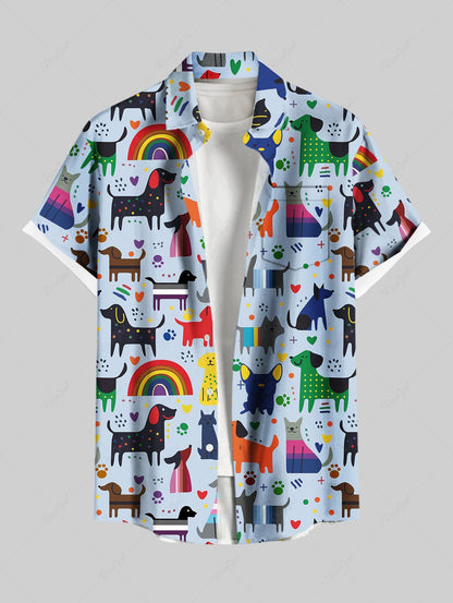 Colorful Dogs Rainbow Heart Foot Print Shirts Dog and Owner Matching Outfits
