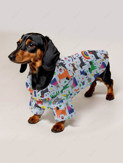 Colorful Dogs Rainbow Heart Foot Print Shirts Dog and Owner Matching Outfits