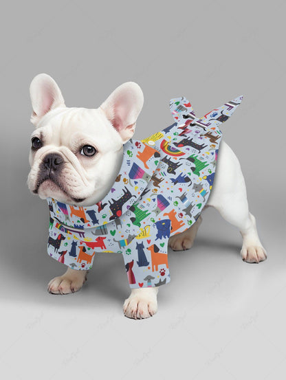 Colorful Dogs Rainbow Heart Foot Print Shirts Dog and Owner Matching Outfits