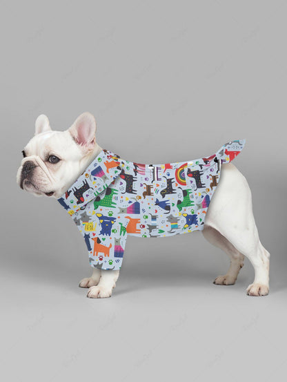 Colorful Dogs Rainbow Heart Foot Print Shirts Dog and Owner Matching Outfits