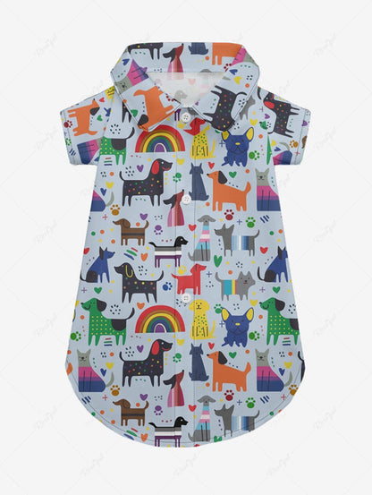 Colorful Dogs Rainbow Heart Foot Print Shirts Dog and Owner Matching Outfits