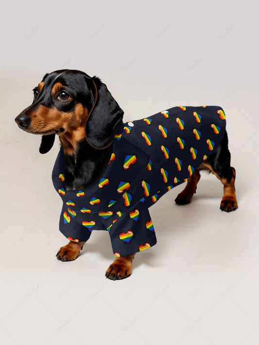 Pet's Rainbow Heart Printed Shirt