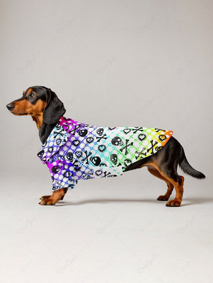 Skull Bone Heart Ombre Plaid Printed Hawaii Shirt Shorts Dog And Owner Matching Outfits
