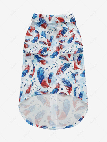 Pet's Ombre Patriotic American Flag Feather Print Button Shirt