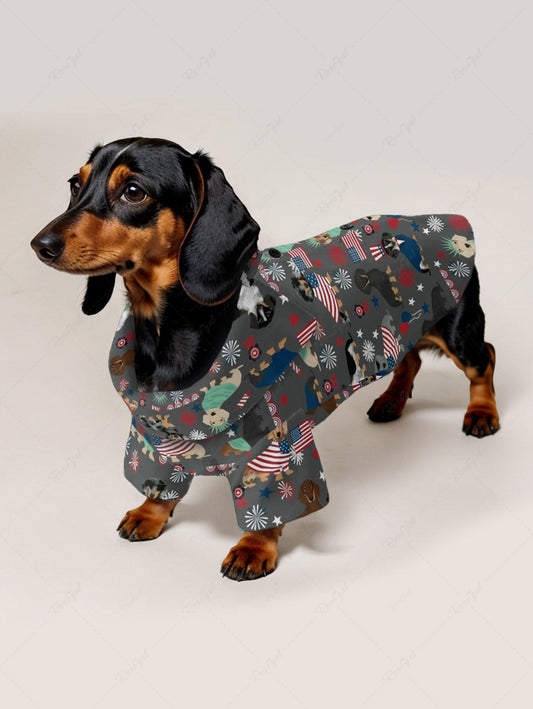 Pet's Patriotic American Flag Dogs Star Snowflake Print Shirt