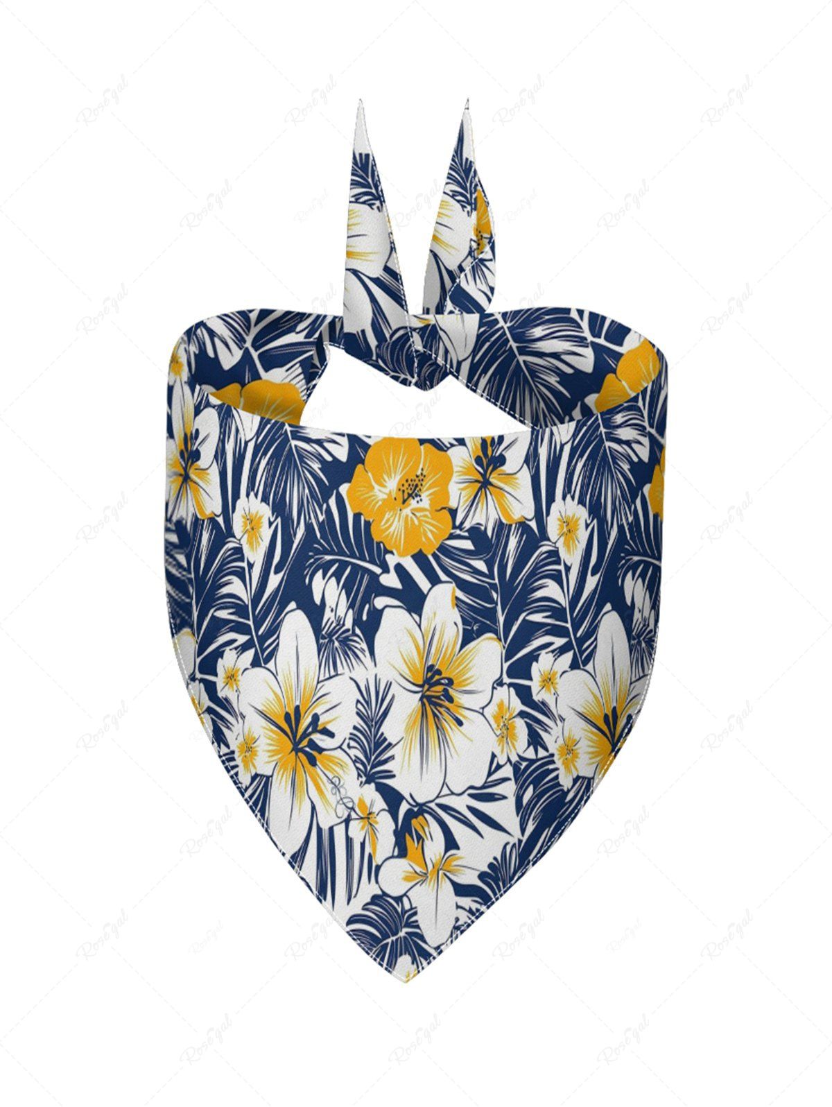 Pet's Tropical Leaves Hibiscus Floral Print Hawaii Bandana Bibs