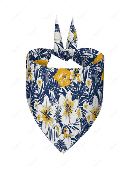 Pet's Tropical Leaves Hibiscus Floral Print Hawaii Bandana Bibs
