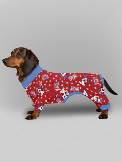 Patriotic American Flag Print Pajama and Wide Leg Pants Dog and Owner Matching Outfits