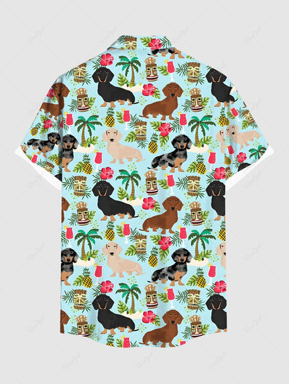 Dogs Coconut Tree Hibiscus Flowers Pineapple Print Hawaii Shirts Dog and Owner Matching Outfits