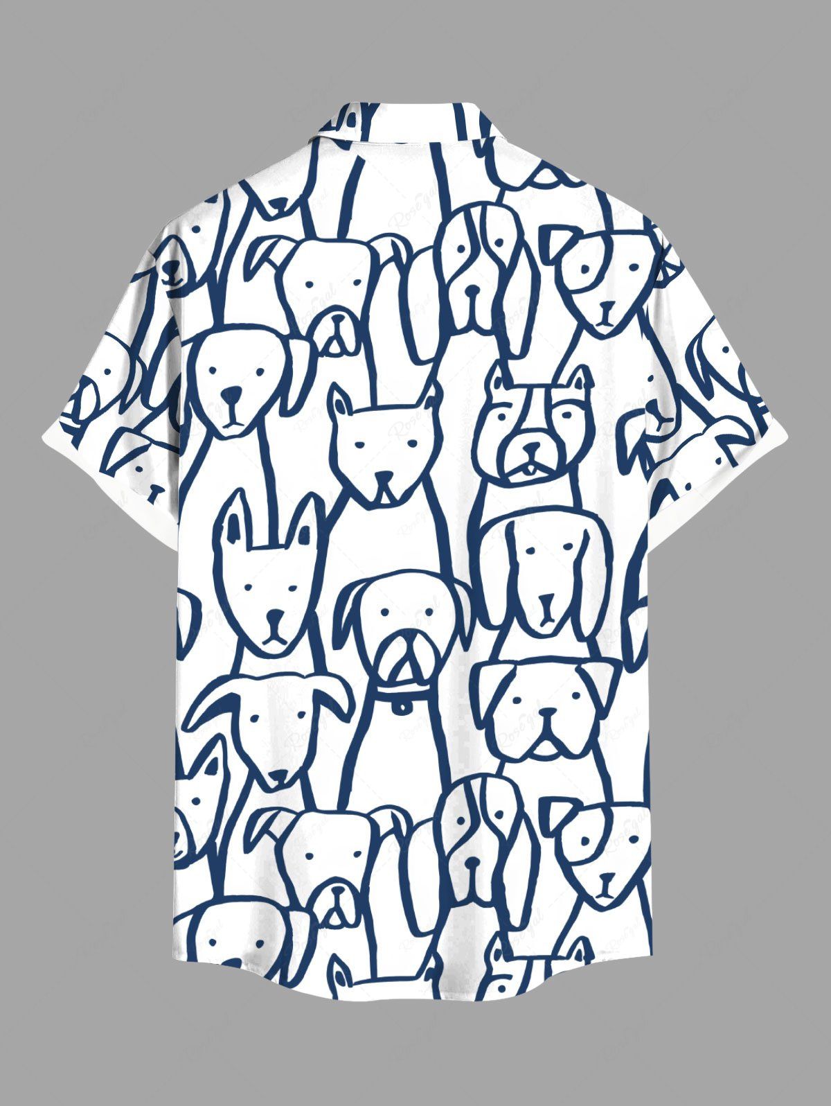 Plus Size Dog Hand-painted Print Button Pocket Shirt For Men