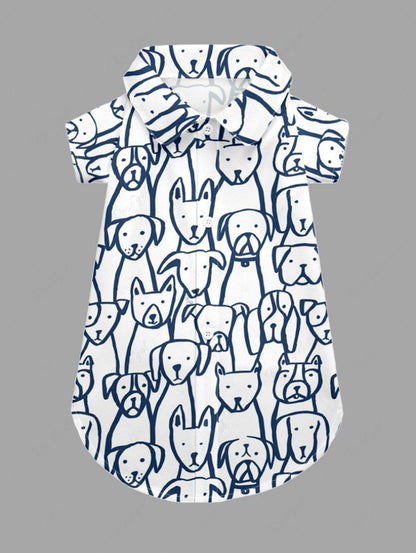 Puppy Hand-painted Printed Shirt Dog And Owner Matching Outfits