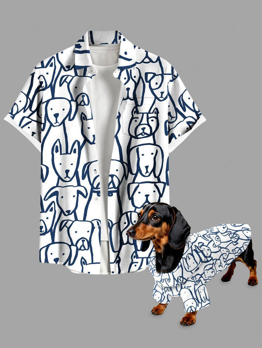 Puppy Hand-painted Printed Shirt Dog And Owner Matching Outfits