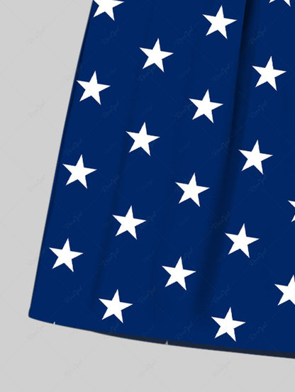 Plus Size Patriotic American Flag Print Beach Shorts For Men