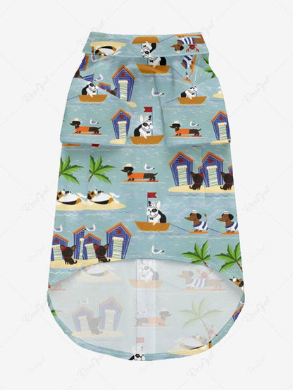 Coconut Tree Seascape Dog Print Hawaii Shirt Dog And Owner Matching Outfits
