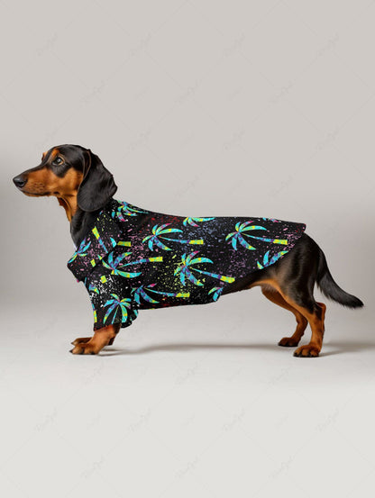 Pet's Coconut Tree Paint Splatter Print Hawaii Shirt