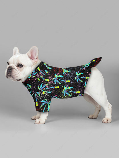 Coconut Tree Paint Splatter Print Hawaii Shirts Dog and Owner Matching Outfits