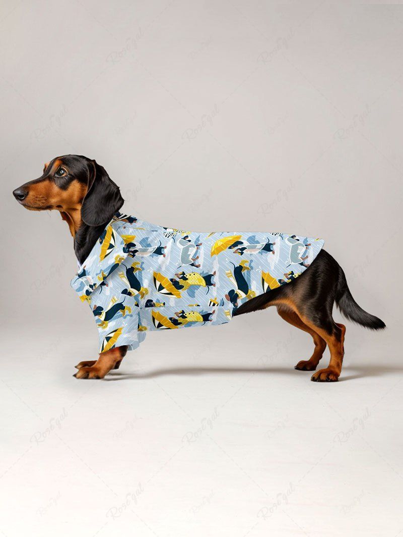 Colorful Puppy Umbrella Print Hawaii Shirt Dog And Owner Matching Outfits