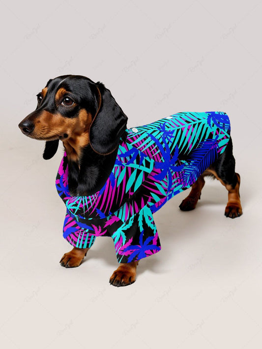 Pet's Coconut Tree Tropical Leaf Print Hawaii Shirt