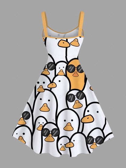 Cute Duck Print Dress Tank Top Dog And Owner Matching Outfits