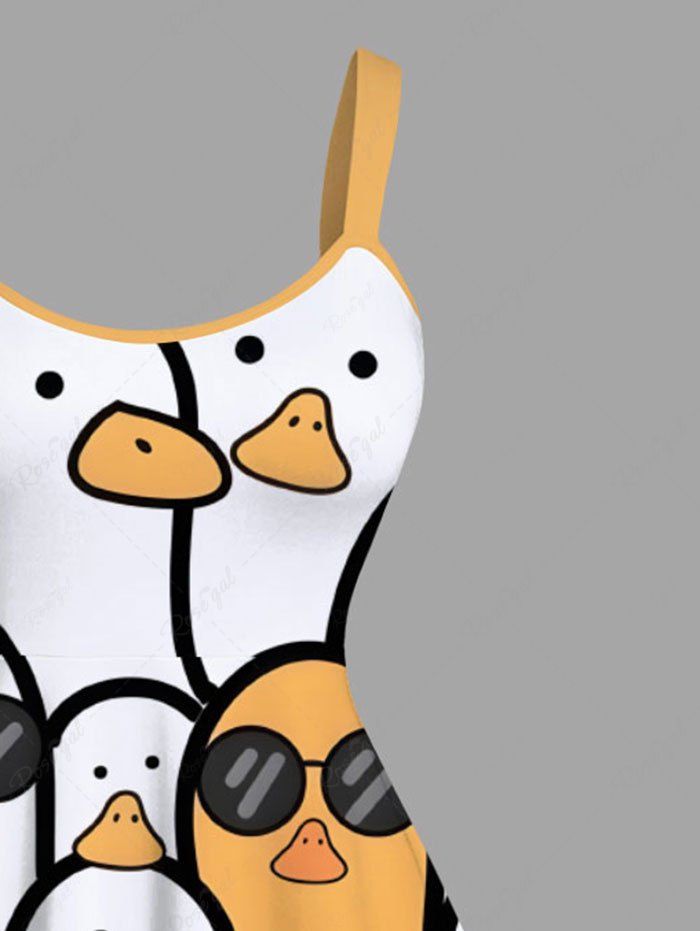 Plus Size Cute Duck Print A Line Tank Dress