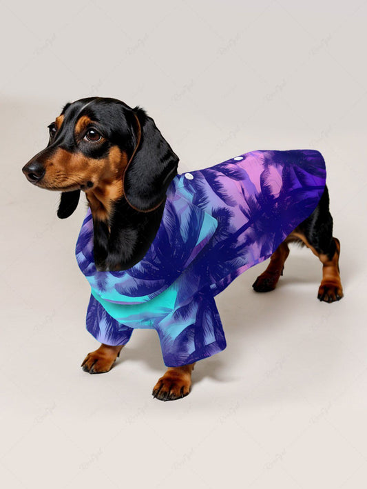Pet's Coconut Tree Cloud Seascape Ombre Print Hawaii Shirt