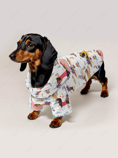 Pet's Dog Coconut Tree Watermelon Print Hawaii Shirt