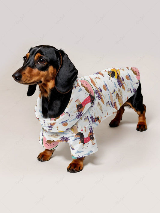 Pet's Dog Coconut Tree Watermelon Print Hawaii Shirt