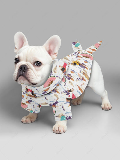 Pet's Dog Coconut Tree Watermelon Print Hawaii Shirt