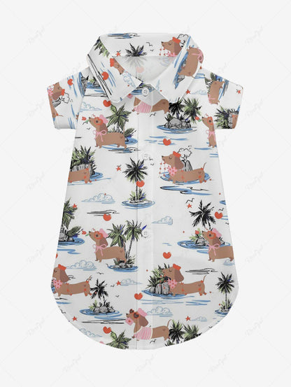 Pet's Coconut Tree Dogs Cloud Heart Star Print Hawaii Shirt