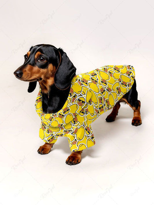 Pet's Cute Duck Print Button Shirt