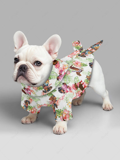 Pet's Dogs Hibiscus Flowers Tropical Leaf Print Hawaii Shirt