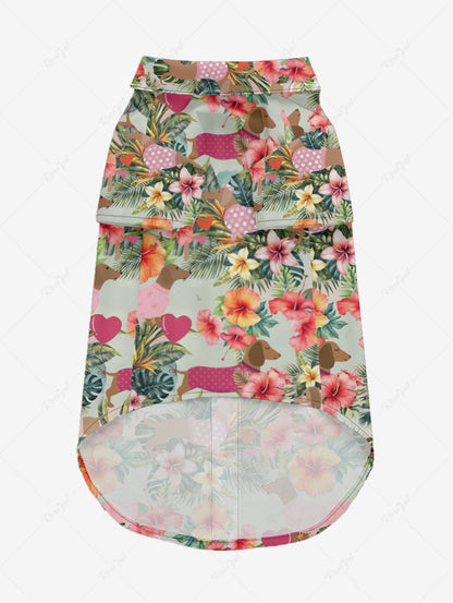 Pet's Dogs Hibiscus Flowers Tropical Leaf Print Hawaii Shirt